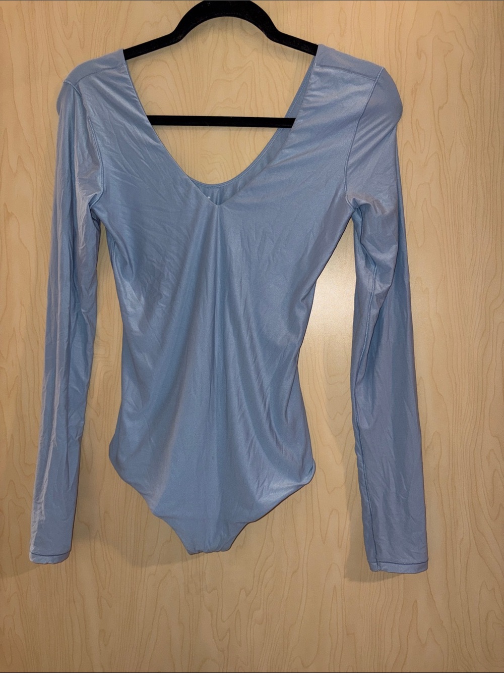 Aerie Women's Light Blue Long-Sleeve Scoop Neck Bodysuit